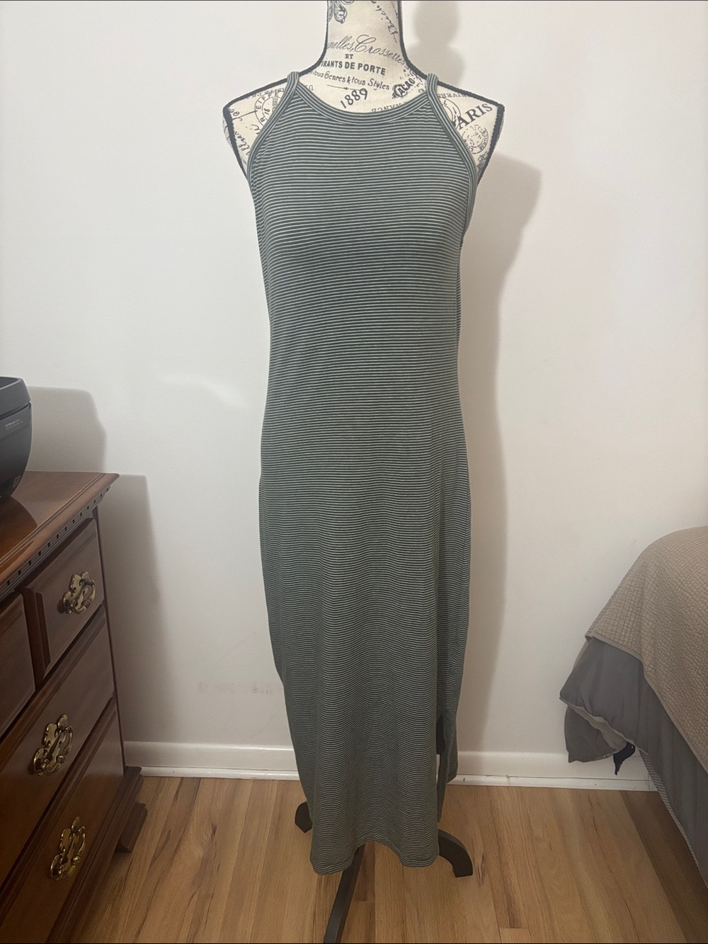 Old Navy Olive Green Striped Maxi Dress